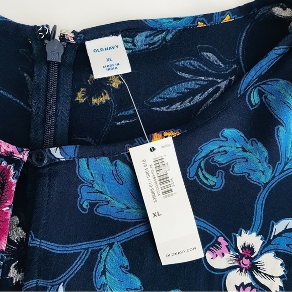 New! Old Navy Bohemian Smocked Blue Floral Fit & Flare Dress - Picture 10 of 11